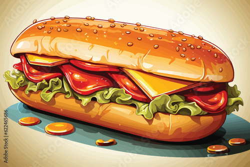 cartoon vector illustration of Energetic hot dog cartoon character holding a blank sign, winking at a fair.