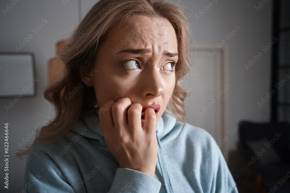 Young woman having panic attack at home Young woman having panic attack at home