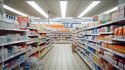 Interior of a Brightly Lit Drug Store