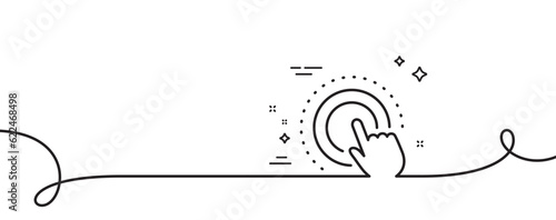 Click hand line icon. Continuous one line with curl. Touchscreen gesture sign. Push action symbol. Click hand single outline ribbon. Loop curve pattern. Vector