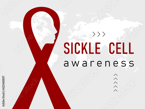Sickle cell awareness. World Sickle Cell Awareness Day background. Sickle cell awareness day background design concept with red ribbon