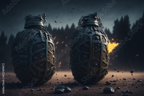 Explosive Battlefield: Grenades Created With Generative Ai photo