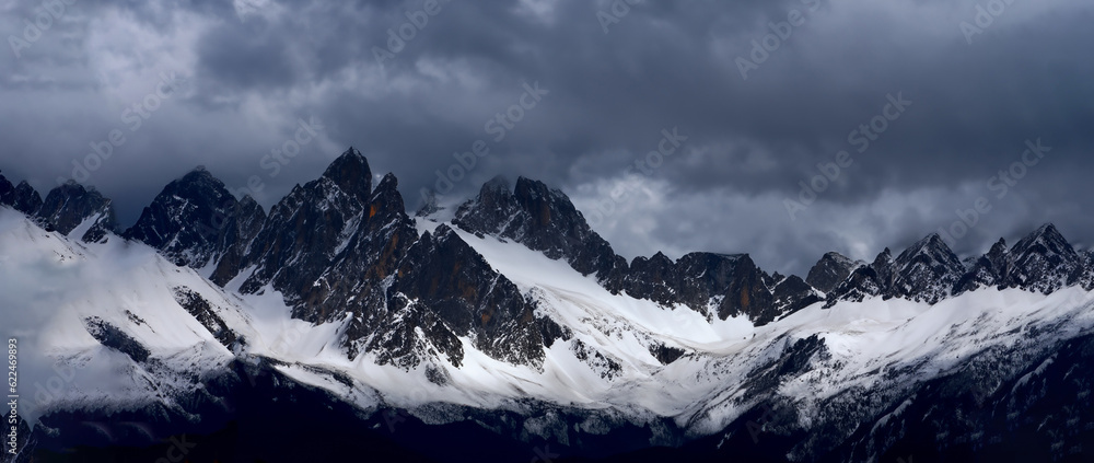 beautiful snow covered alps mountains