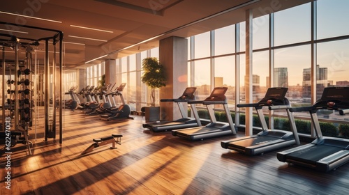 Fully equipped gym with floor to ceiling windows, offering panoramic views while working out. Incorporate modern exercise equipment, a yoga studio, and a refreshing juice bar