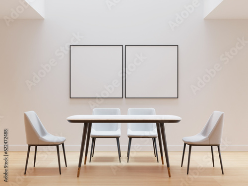 Fototapeta Naklejka Na Ścianę i Meble -  Dining Room 3D Render Illustration Background 03