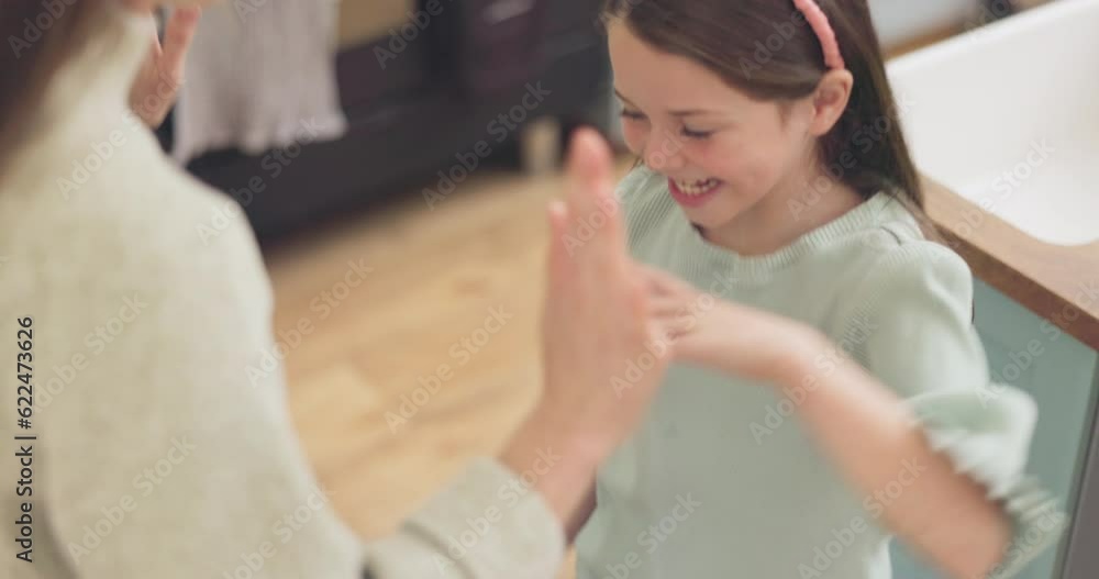 Family, home and mother with girl, dance and celebration with happiness, teaching and learning with love. Mama, mom and female child with energy, kitchen and creative with growth and quality time