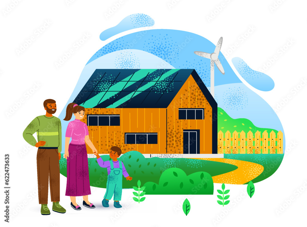 People and ecology. Family cares about environment and leads ...