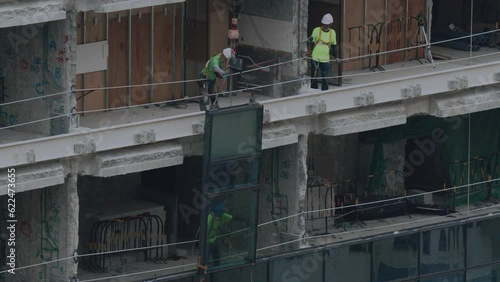 Glazing Of A Building Under Construction In Hong Kong, Asia
