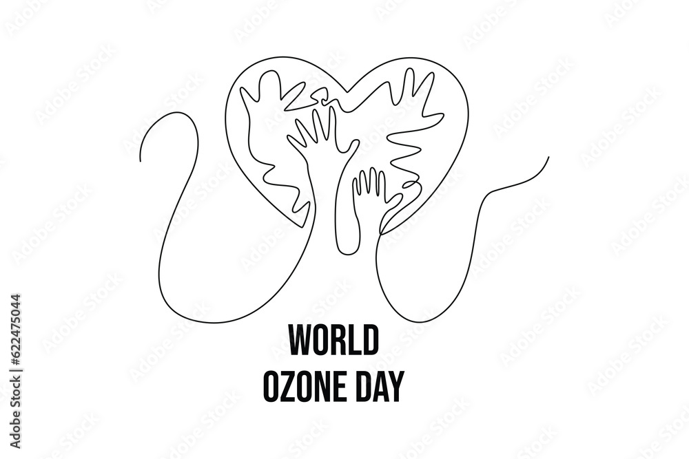 Single one line drawing world ozone day concept. Continuous line draw design graphic vector illustration. Single one line drawing world ozone day concept. Continuous line draw design graphic vector illustration.