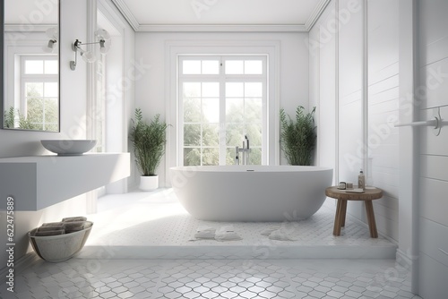 Renovation of an old building bathroom in a panoramic view - 3d visualization