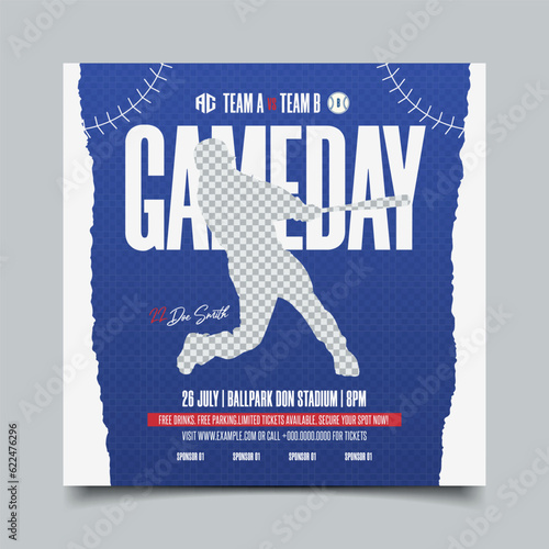 flat design baseball flyer template square