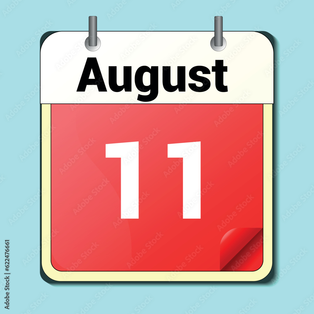 calendar vector drawing, date August 11 on the page calendar vector drawing, date August 11 on the page