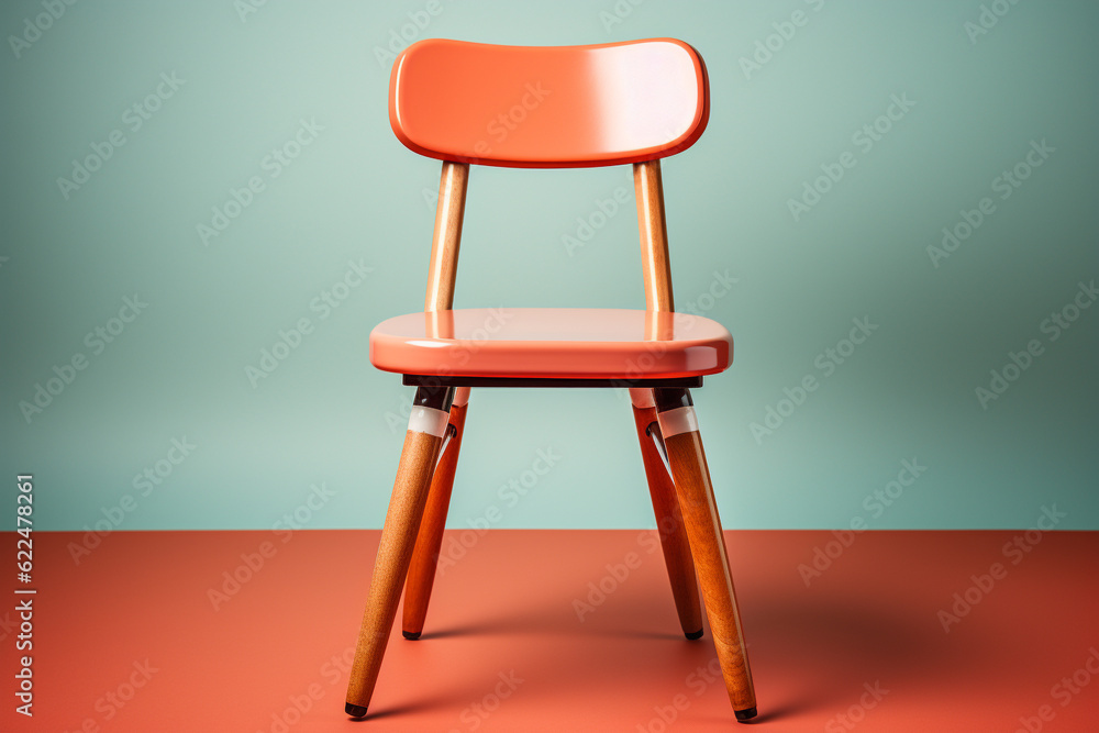 Basic red chair isolated on blue background. Basic red chair isolated on blue background.