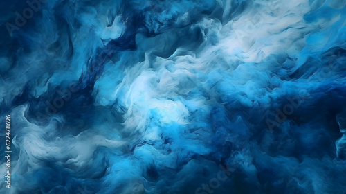 Abstract blue psychedelic wallpaper   Blue smoke over black studio background