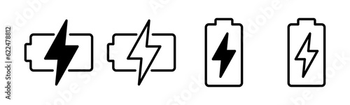 Battery icon set illustration. battery charging sign and symbol. battery charge level