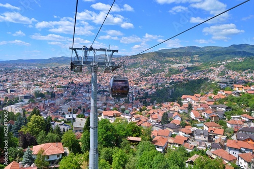 Cable Car Lift - mountain Trebevic, travel to Sarajevo during summer on holiday photo