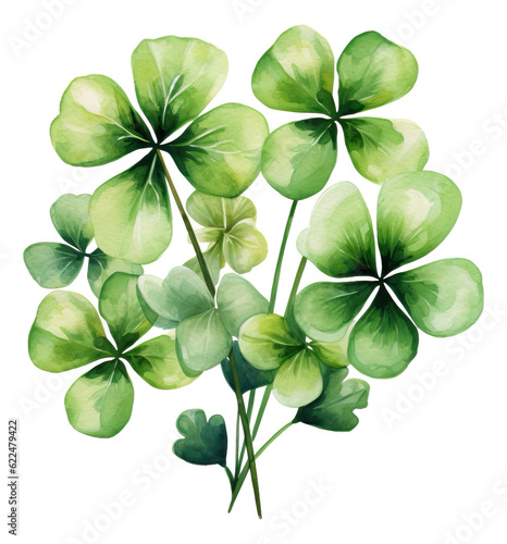 Watercolor clipart St. Patrick's Day shamrocks isolated.