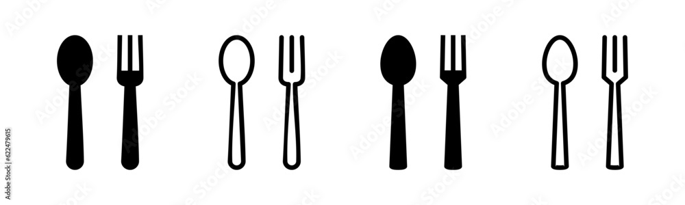 spoon and fork icon set illustration. spoon, fork and knife icon vector. restaurant sign and symbol spoon and fork icon set illustration. spoon, fork and knife icon vector. restaurant sign and symbol