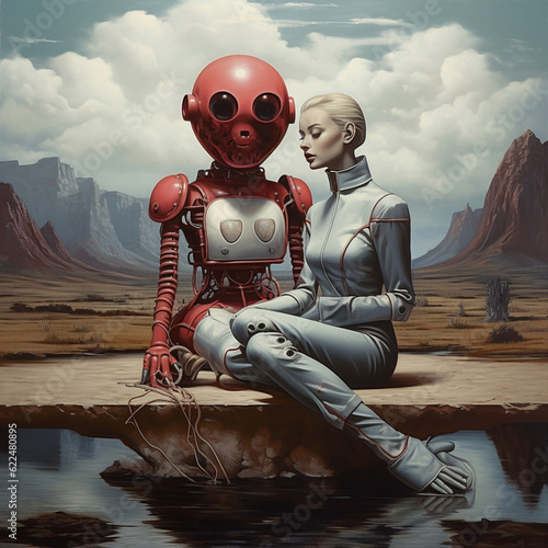 Sci-fi woman on an alien planet