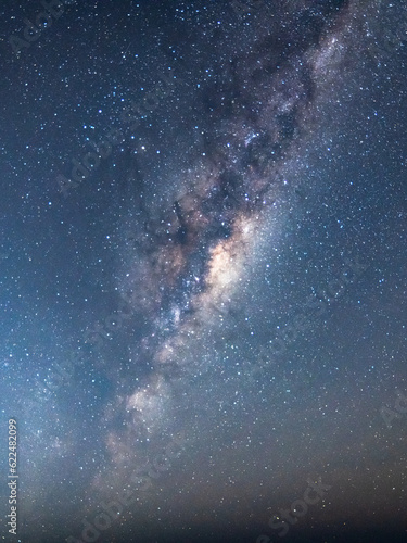 Stargazing at the night sky and the Milky Way Galaxy