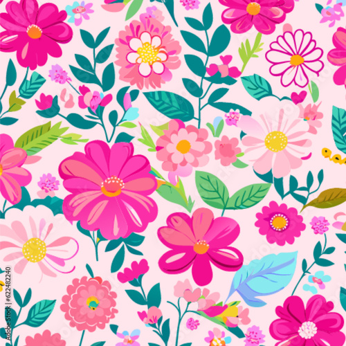 Seamless pattern flowers pink