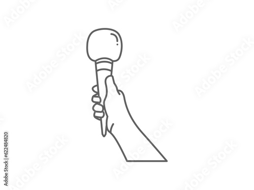 press conference day icon, illustration of interviewing with mic