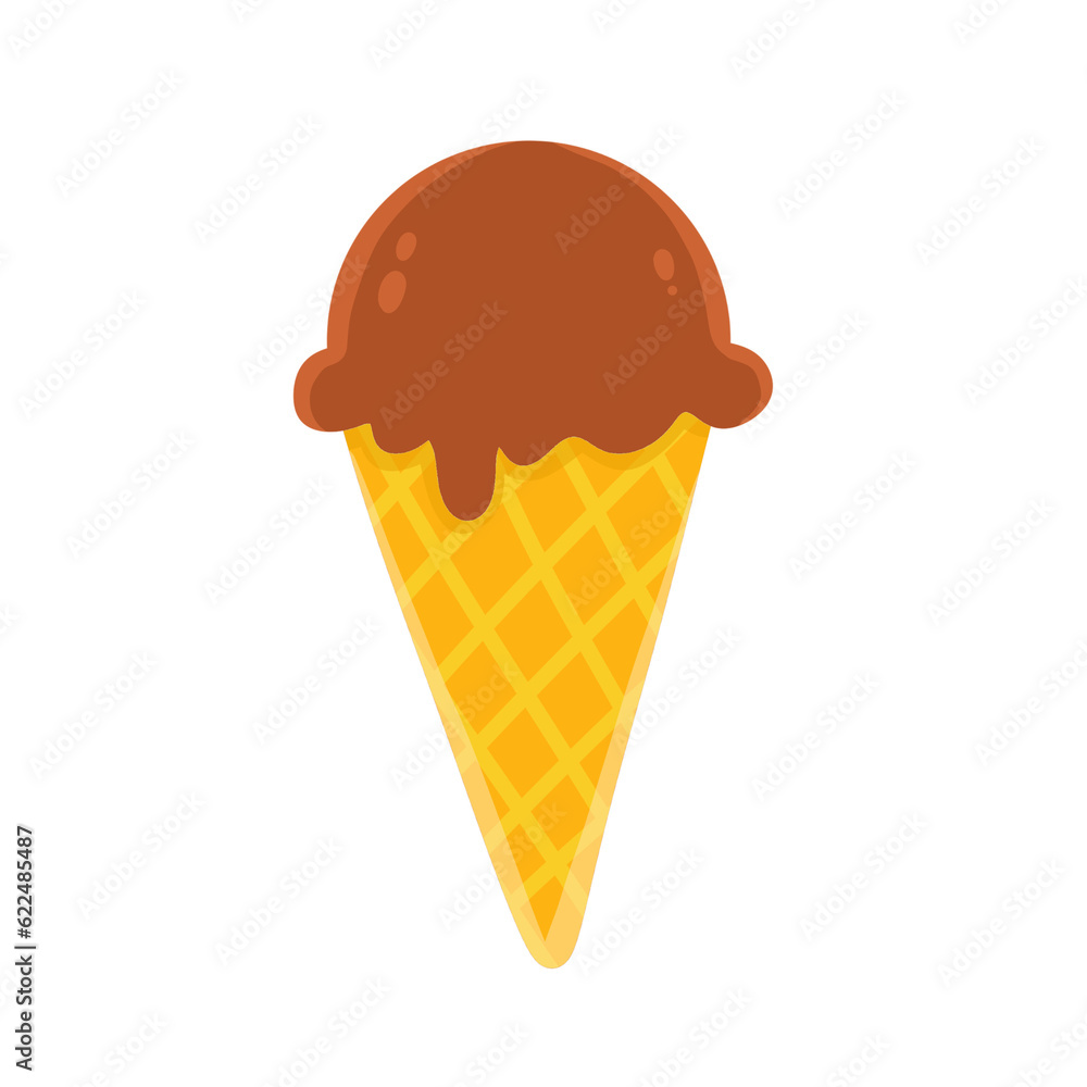 Chocolate ice cream cone cartoon style Chocolate ice cream cone cartoon style