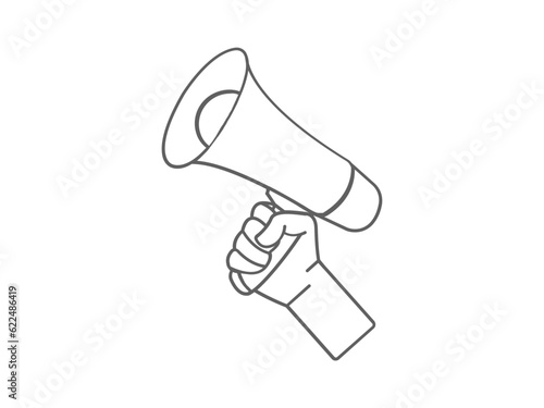 hand speaker illustration icon, hand holding speaker