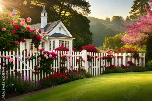 country house with flowers