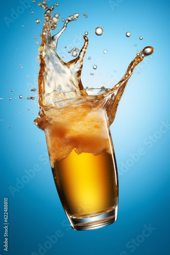 glass background beer foam bubble brewery gradient drink cold splash alcohol. Generative AI.