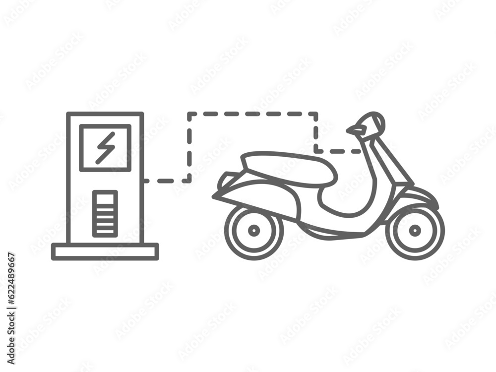 icon illustration of an electric motorcycle charging icon illustration of an electric motorcycle charging