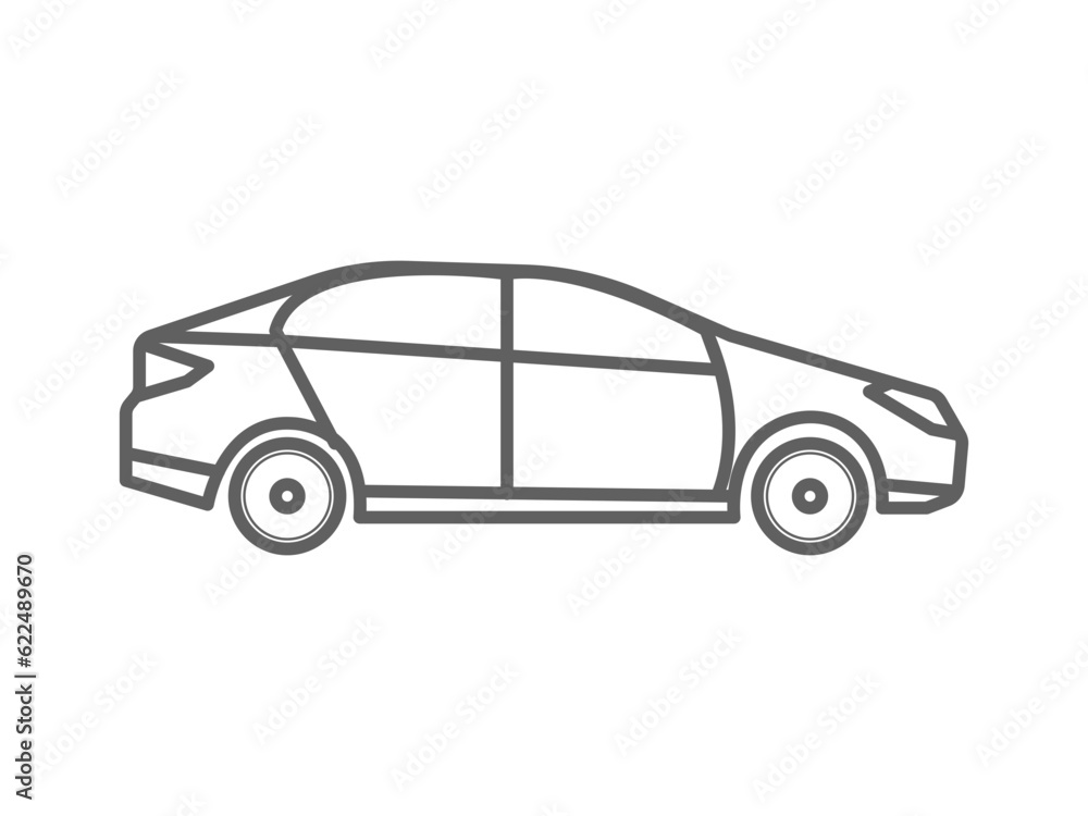 car isolated on white, icon out line car illustration