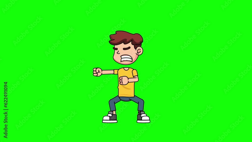 Cartoon of a man doing a karate punch with passion, against a green background
Cartoon of a man doing a karate punch with passion, against a green background