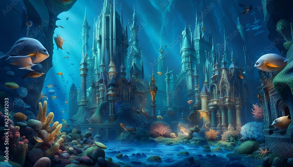 AI Generated photos of atlantis underwater city Stock Illustration ...