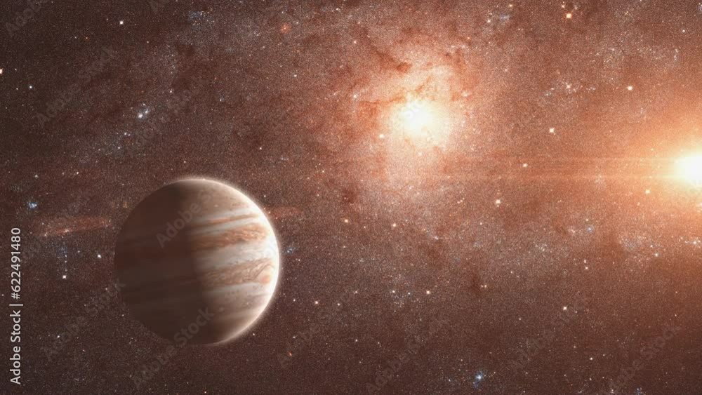 Abstract space exploration with Jupiter with galaxy space in distance universe abstract nebula universe planet background Abstract space exploration with Jupiter with galaxy space in distance universe abstract nebula universe planet background