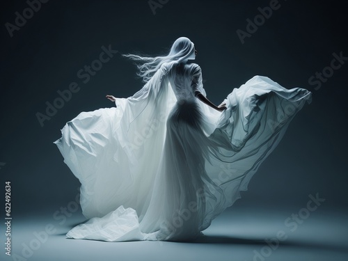 Ghost woman floating. Generative AI
