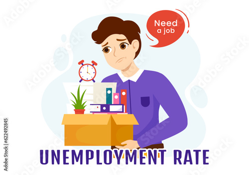 Unemployment Rate Vector Illustration with Many People Looking for a Job, Economic Downturn and Financial Crisis in Flat Cartoon Hand Drawn Templates