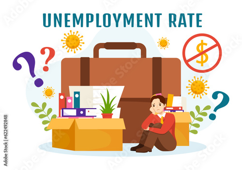 Unemployment Rate Vector Illustration with Many People Looking for a Job, Economic Downturn and Financial Crisis in Flat Cartoon Hand Drawn Templates