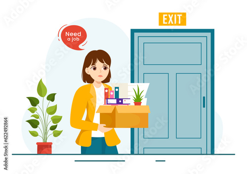 Unemployment Rate Vector Illustration with Many People Looking for a Job, Economic Downturn and Financial Crisis in Flat Cartoon Hand Drawn Templates