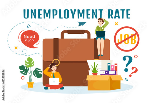 Unemployment Rate Vector Illustration with Many People Looking for a Job, Economic Downturn and Financial Crisis in Flat Cartoon Hand Drawn Templates
