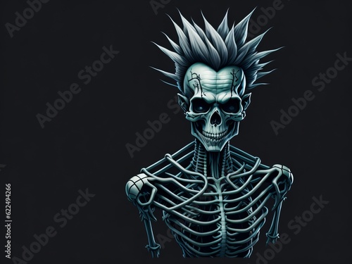 Punk skeleton. Generative AI 