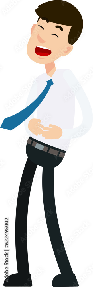 Man Blue Tie Happy Laughing Holding Stomach Over Acting And Look Up Gesture Man Blue Tie Happy Laughing Holding Stomach Over Acting And Look Up Gesture