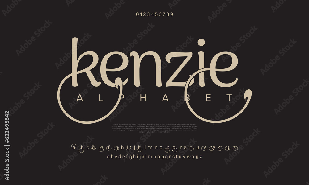 Kenzie premium luxury elegant alphabet letters and numbers. Elegant
