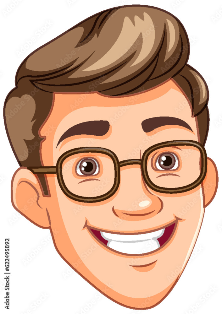 Man wearing glasses smiling head Man wearing glasses smiling head