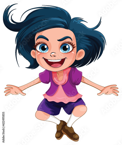 Jumping girl cartoon character