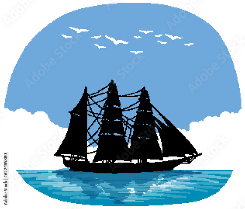 Sailboat silhouettes on the sea