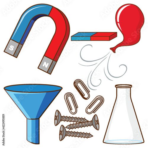Set of laboratory tools simple cartoon