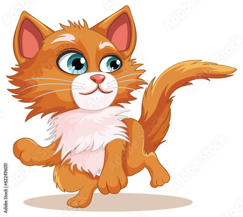 Cute cat orange cartoon isolated