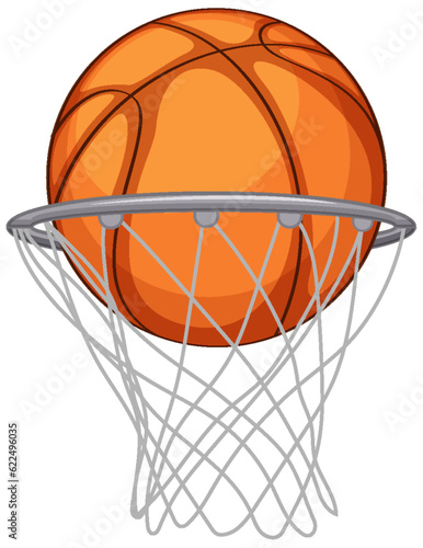 A Basketball Ball in a Hoop