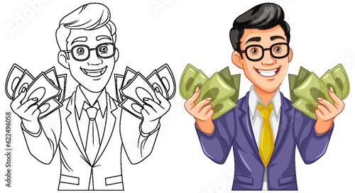 Youth business man holding money